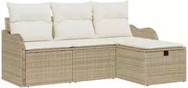 Lauko baldų komplektas Sodo Sofų Rinkinys su pagalve su saugykla 4 pcs Poli ratanas