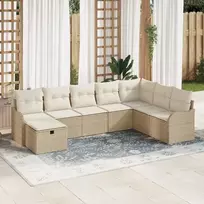 Lauko baldų komplektas Sodo Sofų Rinkinys su pagalve 8 pcs Smėlio Poli ratanas