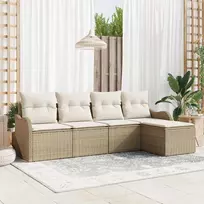 Lauko baldų komplektas Sodo Sofų Rinkinys su pagalve 5 pcs Smėlio Poli ratanas