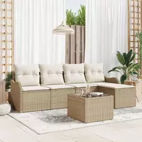 Lauko baldų komplektas Sodo Sofų Rinkinys su pagalve 6 pcs Ruda Poli ratanas