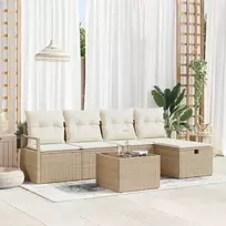 Lauko baldų komplektas Sodo Sofų Rinkinys su pagalve 6 pcs Smėlio Poli ratanas