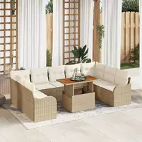 Sodo Sofų Rinkinys su saugykla 10 pcs Smėlio Poli ratanas