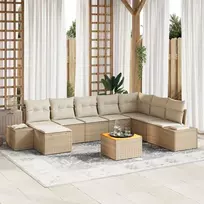 Lauko baldų komplektas Sodo Sofų Rinkinys 9 pcs Smėlio ir balta
