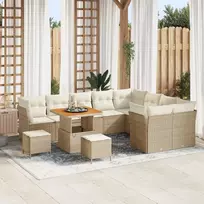 Sodo Sofų Rinkinys su pagalve 12 pcs smėlio ir kreminės spalvos
