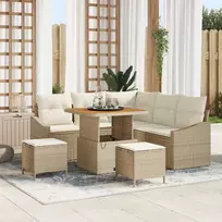 Sodo Sofų Rinkinys su pagalve 8 pcs Smėlio Poli ratanas