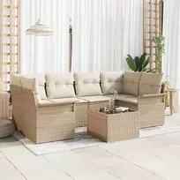 Sodo Sofų Rinkinys 7 vnt. 6 vietos Bežinė ir kreminė