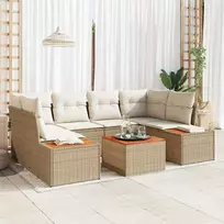 Lauko baldų komplektas Sodo Sofų Rinkinys su saugykla 7 pcs Smėlio Poli ratanas
