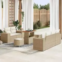 Sodo Sofų Rinkinys 8 pcs Bežinė ir kreminė Poli ratanas