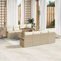 Sodo Sofų Rinkinys su saugykla 9 pcs Smėlio Poli ratanas