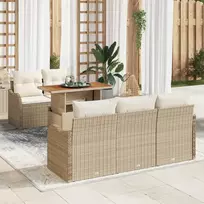 Sodo Sofų Rinkinys su saugykla 6 pcs Smėlio Poli ratanas