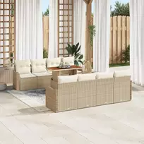 Lauko baldų komplektas Sodo Sofų Rinkinys su saugykla 9 pcs Smėlio Poli ratanas