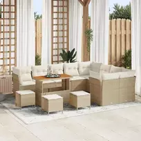 Sodo Sofų Rinkinys su pagalve 13 pcs smėlio ir kreminės spalvos