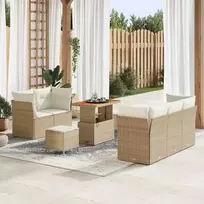Sodo Sofų Rinkinys su pagalve 8 pcs smėlio ir kreminės spalvos