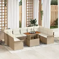 Lauko baldų komplektas Sodo Sofų Rinkinys su saugykla 10 pcs Smėlio Poli ratanas