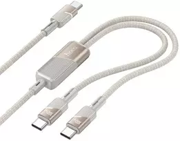 Laidas 2in1 USB C į USB C / USB C Hoco 5A 100W 1,2 m U139 auksinis