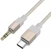 Kabelis AUX Jack 3,5 mm (kištukas) į USB C (kištukas) Hoco 1 m UPA32B auksinis