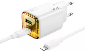 Telefono įkroviklis Hoco USB A + USB C QC3.0 PD 3A 20W + laidas USB C į USB C N52 baltas
