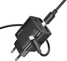 Telefono įkroviklis Hoco USB A + USB C QC3.0 PD 3A 20W + laidas USB C - Lightning N52 juodas