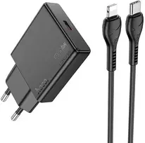 Phone charger Hoco Slim USB C QC PD 20W + cable USB C to Lightning N37 juodas