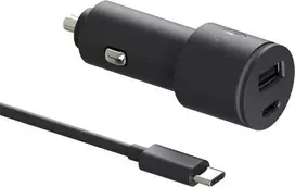 Automobilinis įkroviklis Motorola TurboPower 45W Dual USB-A/USB-C su kabeliu USB-C 1m juodos spalvos