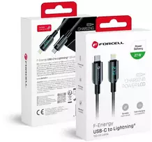 USB C - Lightning laidas Forcell F-Energy PD 3A 27W skaitmeninis 1,2 m C276 juodas