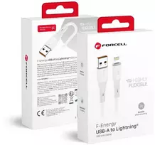 Cable USB A to Lightning Forcell F-Energy 2,4A 12W Silicone 1 m C343 baltas