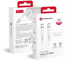 USB C laidas į USB C jungtį Forcell F-Energy QC4.0 PD 5A 100W silikoninis 1 m C347 baltas