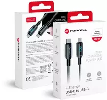 Cable USB C to USB C Forcell F-Energy QC4.0 PD 5A 100W Digital 1,2 m C277 juodas