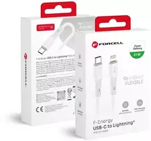 Cable USB C to Lightning Forcell F-Energy PD 3A 27W Silicone 1 m C346 baltas