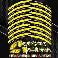 Motociklų „Monster VR 46“ ratlankių lipdukai, juostelės, lipdukai, „Honda“, „BMW“, „Yamaha“, „Kawasaki“
