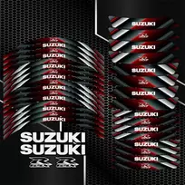 SUZUKI GSX-R ratlankių lipdukų rinkinys Pilnas rinkinys 2 ratams – iš viso 20 lipdukų.