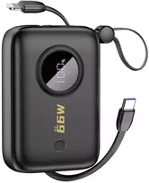 Dudao K14 10000mAh power bank su USB-C / Lightning kabeliais – juodos spalvos