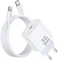 Įkroviklis Remax RP-U71 30W GaN USB-C + USB-C to USB-C cable 1.0m baltas