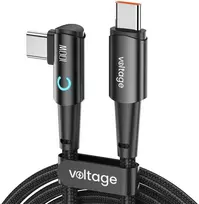 USB-C / USB-C kampinis kabelis Voltage PowerAngle 100W PD 200cm juodas