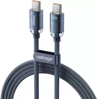 VOLTAGE USB-C / USB-C įtampos „PureCrystal“ 100 W PD laidas, 200 cm, mėlynas