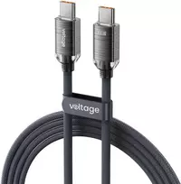 VOLTAGE USB-C / USB-C įtampos „PureCrystal“ 100 W PD laidas, 100 cm, juodas