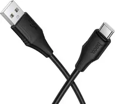 Silicone Cable USB A to USB C Hoco 3A 1 m X124 juodas