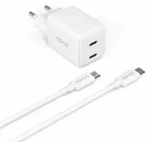 Epico UltraBoost GaN 35W galios greitasis įkroviklis EA35 + 1,2 m USB-C laidas - baltas