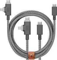 „Native Union Belt Cable Duo Pro 240W“ – USB-C – USB-C / „Lightning“ laidas, 2,4 m (zebras)