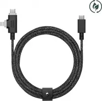 „Native Union Belt Cable Duo Pro 240W“ – USB-C – USB-C / „Lightning“ laidas, 2,4 m (cosmos)