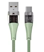 Qualo QTCN-AC-04 Transparent Nylon Cable USB-A – USB-C / 60W / 1.5m / žalias