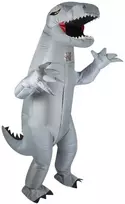 Pilkas pripučiamas dinozauro kostiumas