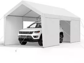 12x6 m Tvirtas Automobilių Prieglauda su Sienomis, Nešiojamas Garažas, Pavėsinė, Sandėliukas, Cinkuotas Plienas