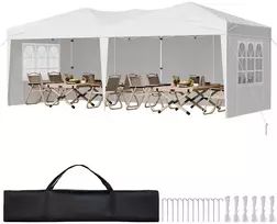 Sulankstoma Pavėsinė 3 x 6 m, 3 Sienelėmis, 2 Langais, Sodui, Kempingui, Prekybai, UV Apsauga