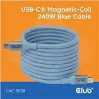 Club 3D USB-C į USB-C kabelis 2M/MAGNETINIS MĖLYNAS CLUB3D