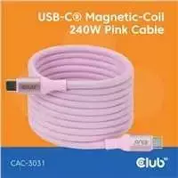 Club 3D USB-C į USB-C kabelis 2M/MAGNETINIS ROŽINIS CLUB3D