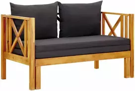 Dvivietis sodo suoliukas su čiužinuku, 122cm, akacijos masyvas