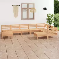 Sodo poilsio baldų komplektas, 9 dalių, pušies medienos masyvas