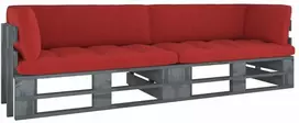Lauko baldų komplektas Dvivietė sofa iš palečių su pagalvėlėmis, impregnuota pušis