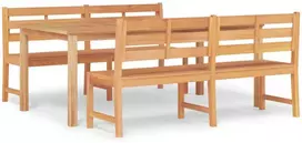 Lauko baldų komplektas Sodo valgomojo baldų komplektas, 3 dalių, tikmedžio masyvas